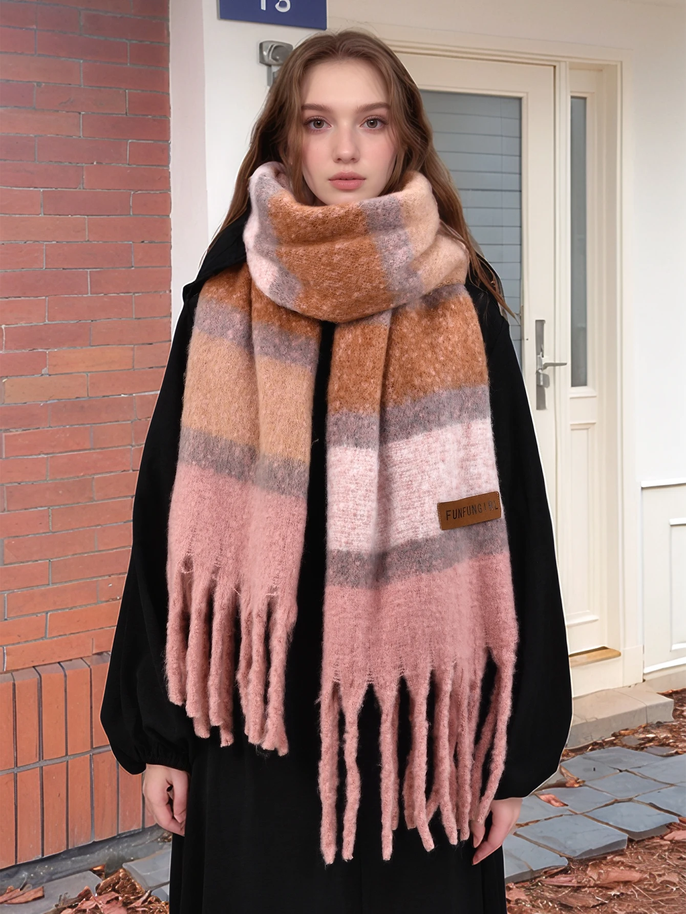 Écharpe d'hiver en cachemire à carreaux pour femme, nouvelle optique, châle chaud à long pompon, mode vintage, Bufandas Panuelos roundPashmina, 216.239.