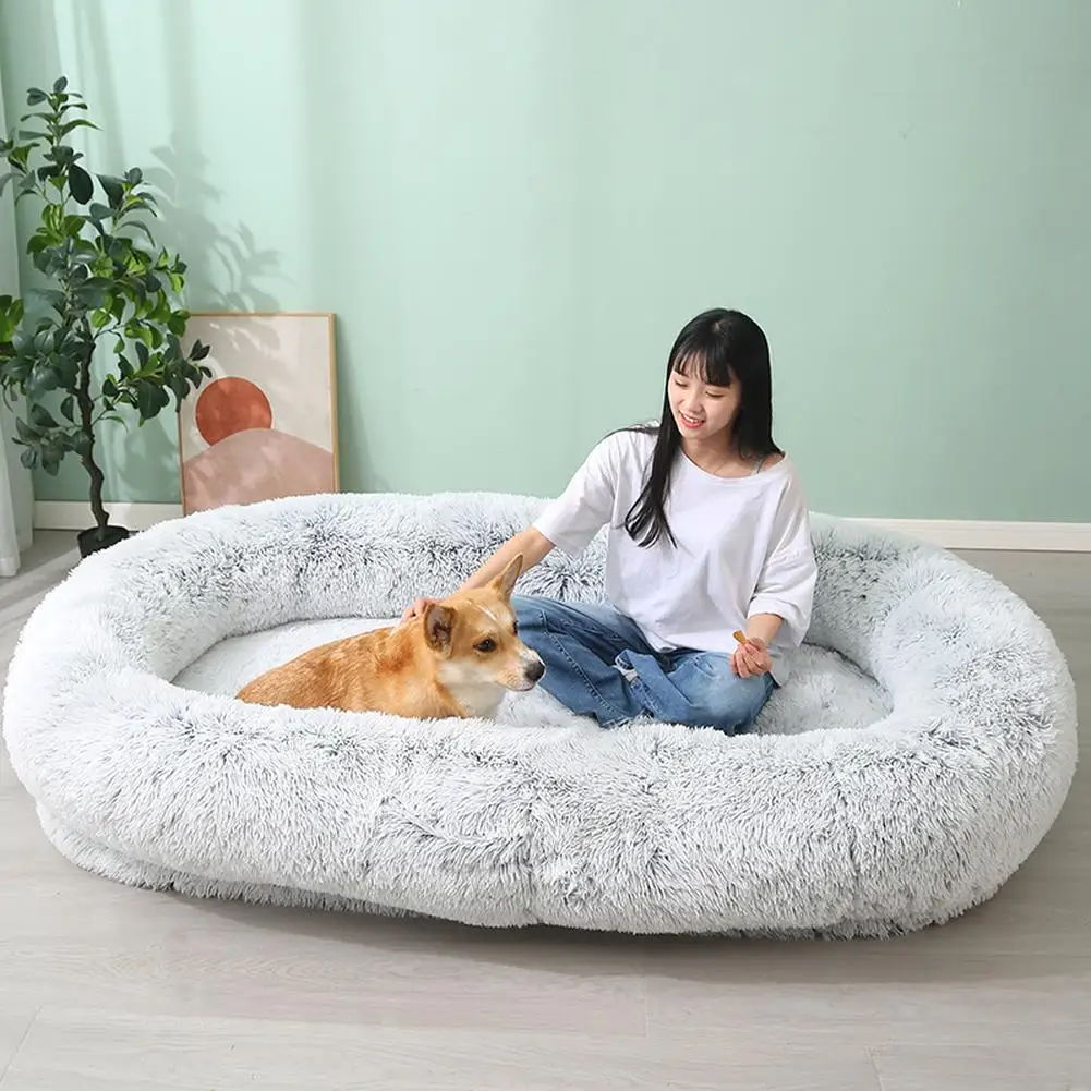 Multifunktionales Bodenbett für Menschen & Hunde, 165x100x30cm, Waschbares Menschen-Hundebett mit Abnehmbarem Bezug, Warm & Komfortabel Extra Groß