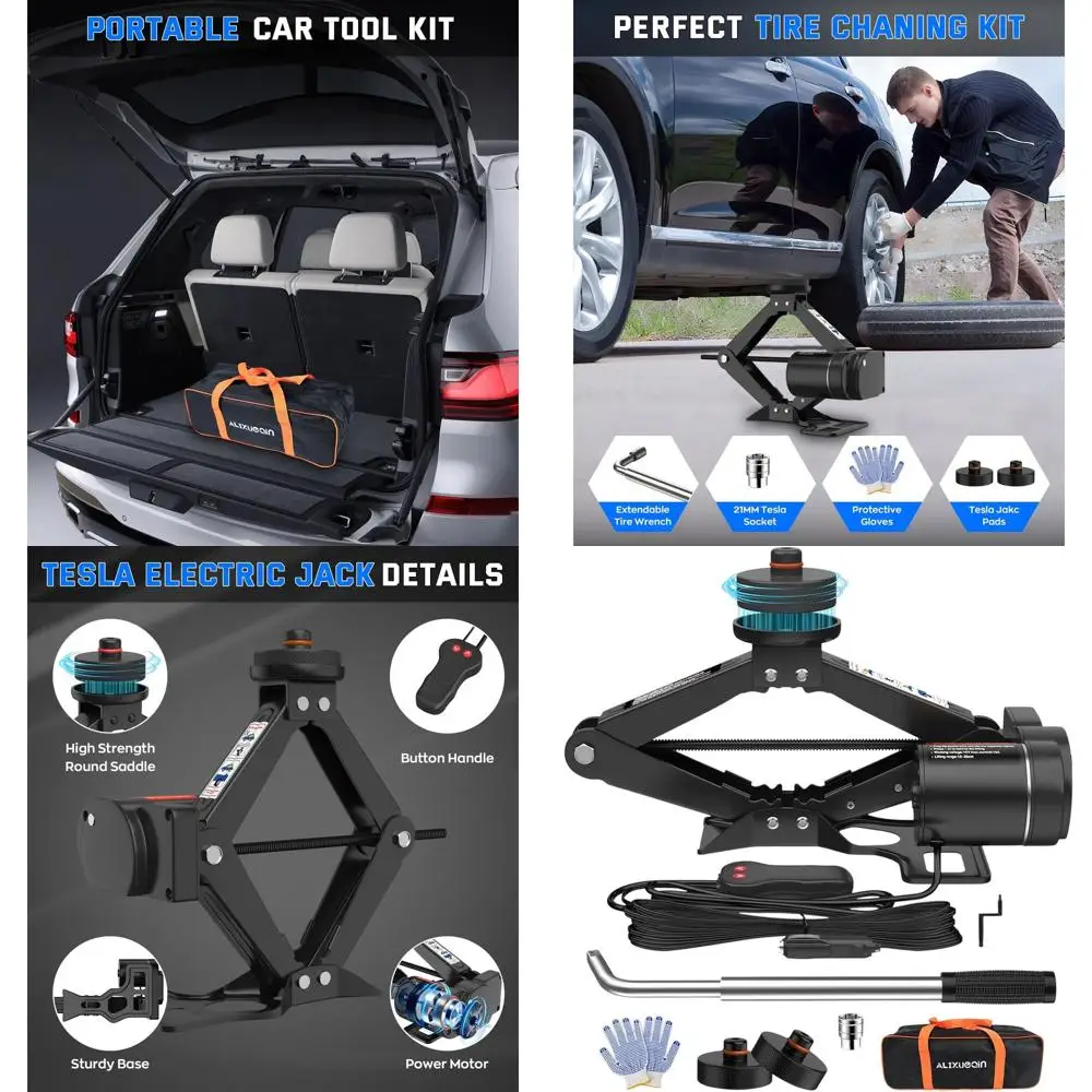 

Портативный автомобильный домкрат 12 В для моделей 3/Y/S/X, емкость 2 тонны с наконечником