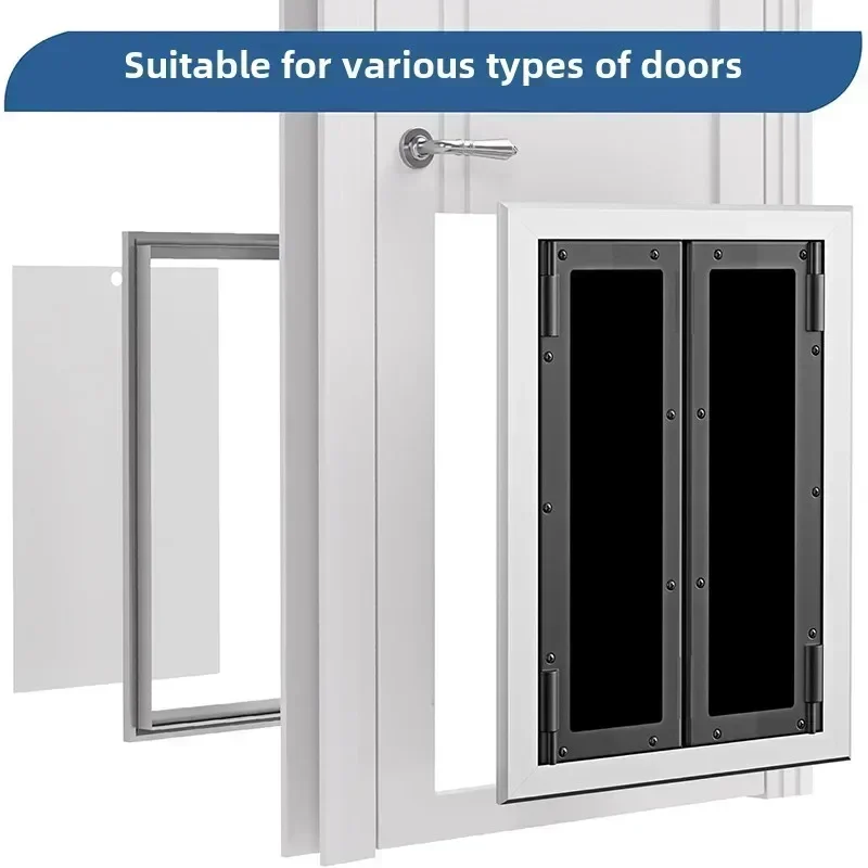 Heavy-duty aluminum alloy pet double door opening, big dog free two-way entry and exit