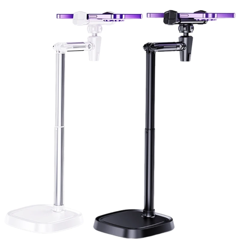 Adjustable Desk Phone Stand 360 Rotating Desk Phone Stand Automatic Lifting for Live Streaming & Video Conferencing QXNF