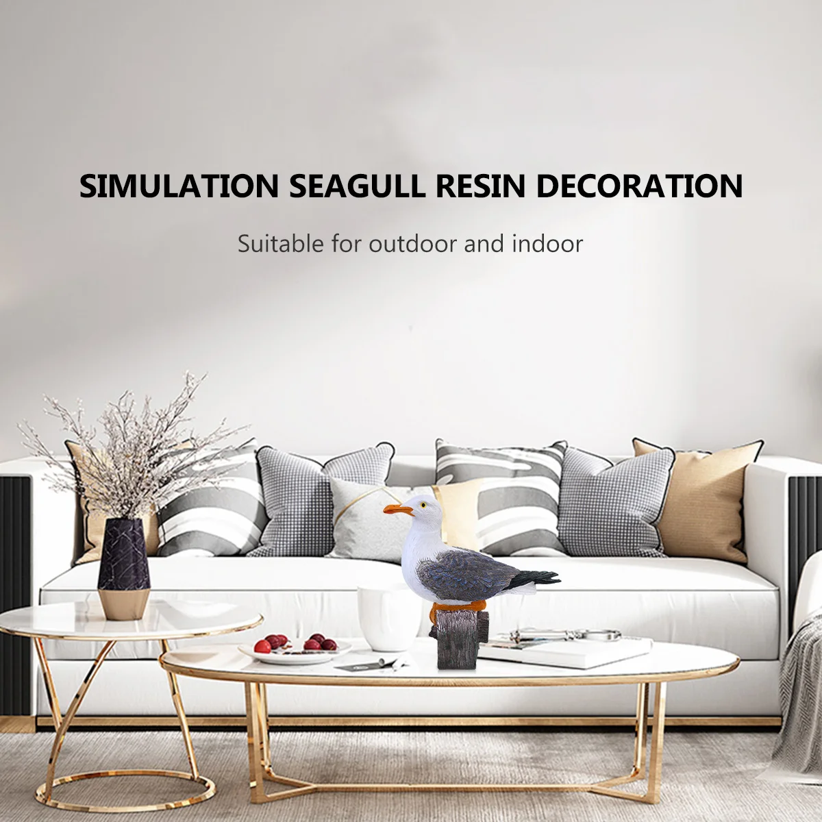 

Seagull Resin Ornament White Gray Desktop Decoration Mediterranean Style Creative Resin Sculpture for Office Shelf