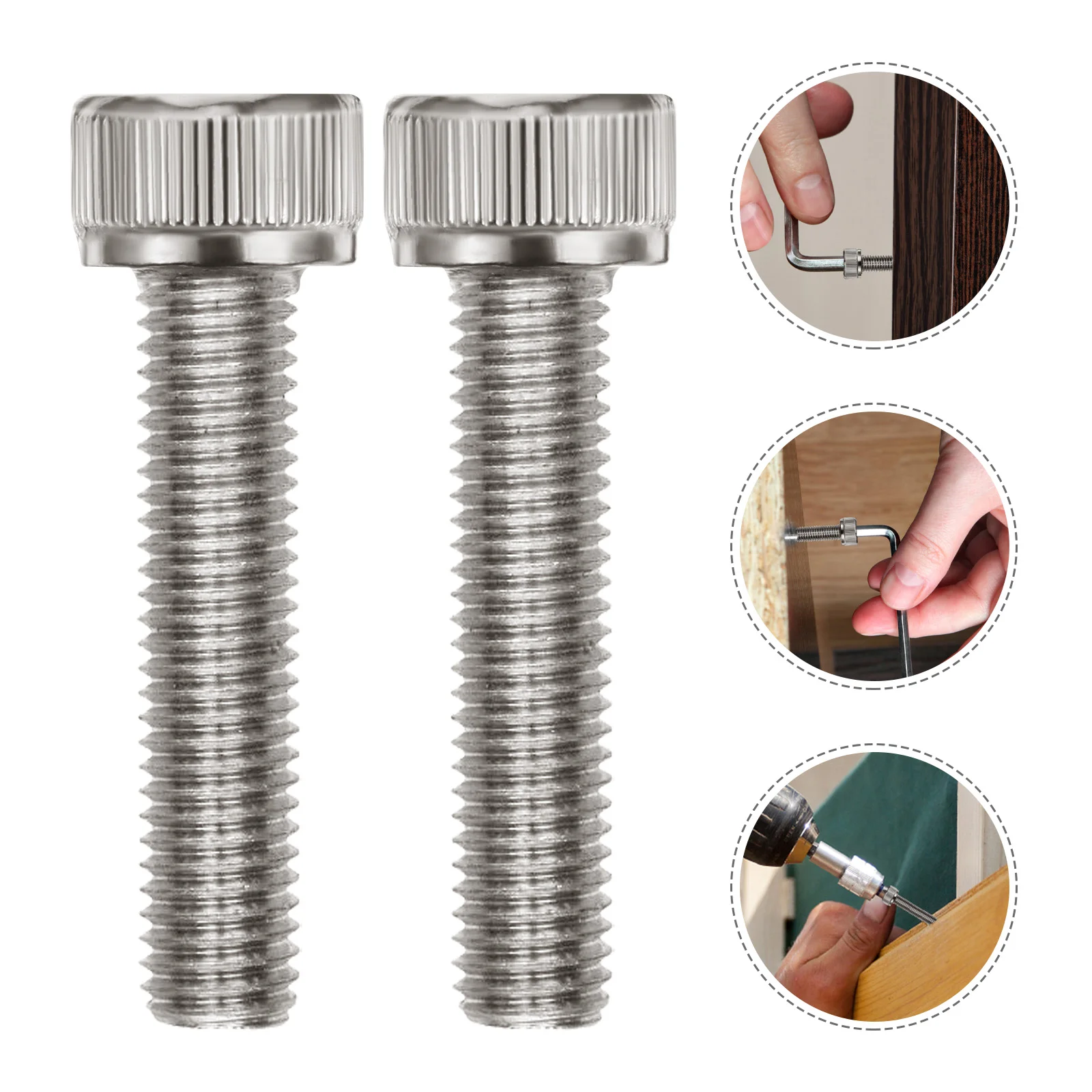 

50 Pcs Screw Full Thread Bolts Metal Fastener Stainless Steel Screws Hex Socket Head