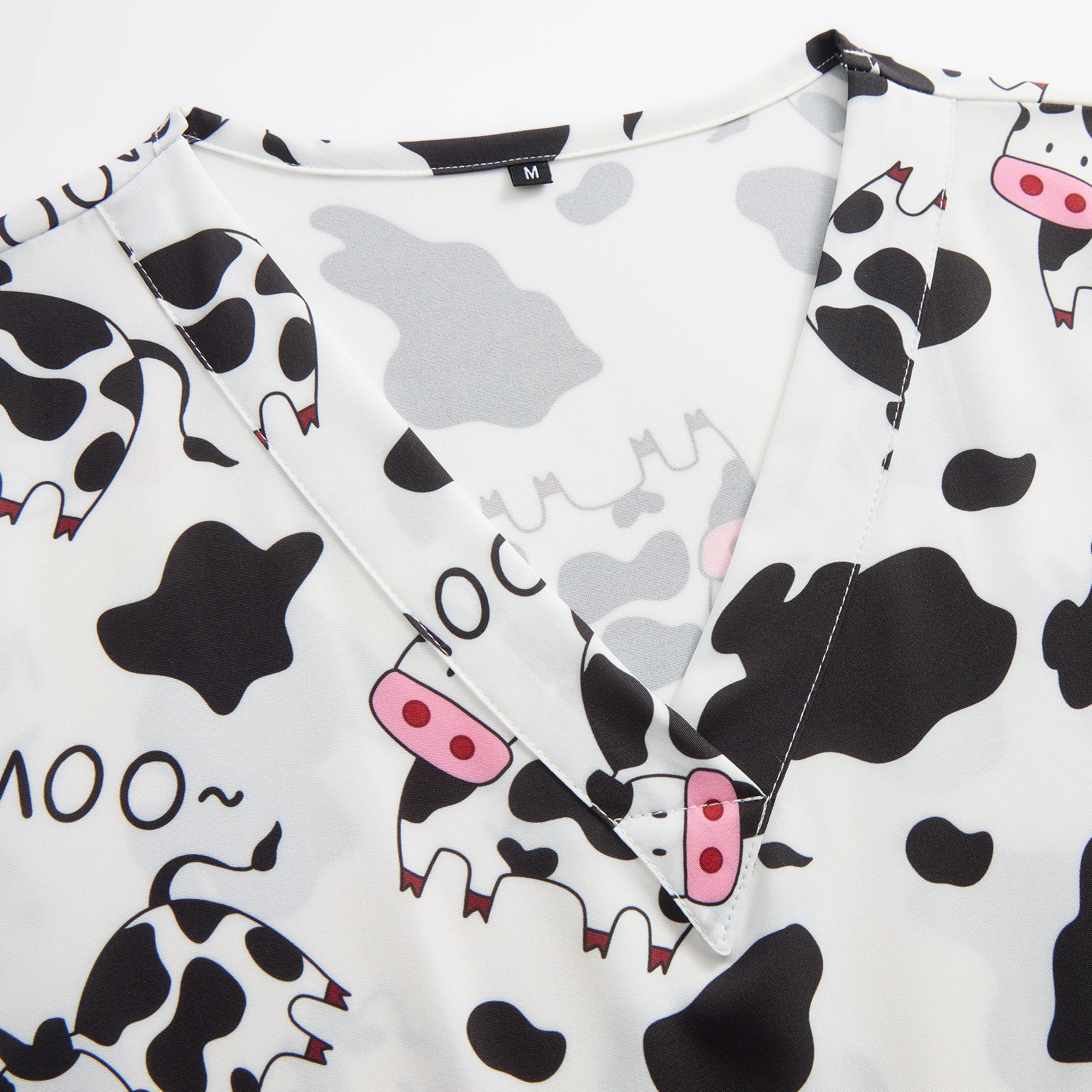 【Divertimento】 T-shirt da donna con stampa di mucca bianca e nera per cartoni animati chirurgici per infermiere, animali domestici, ospedale, abbigliamento da lavoro medico