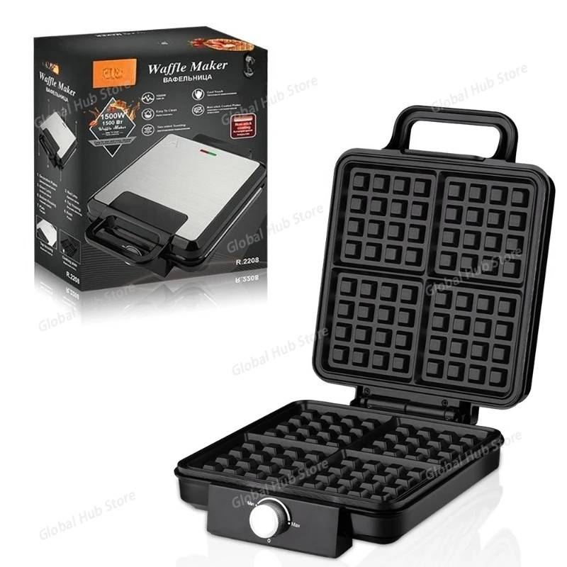 Electric Waffle Maker 4 Pan Double Heating Non-Stick Egg Cake Oven Pancake Egg Waffle Cake Machine for Kid's Snacks