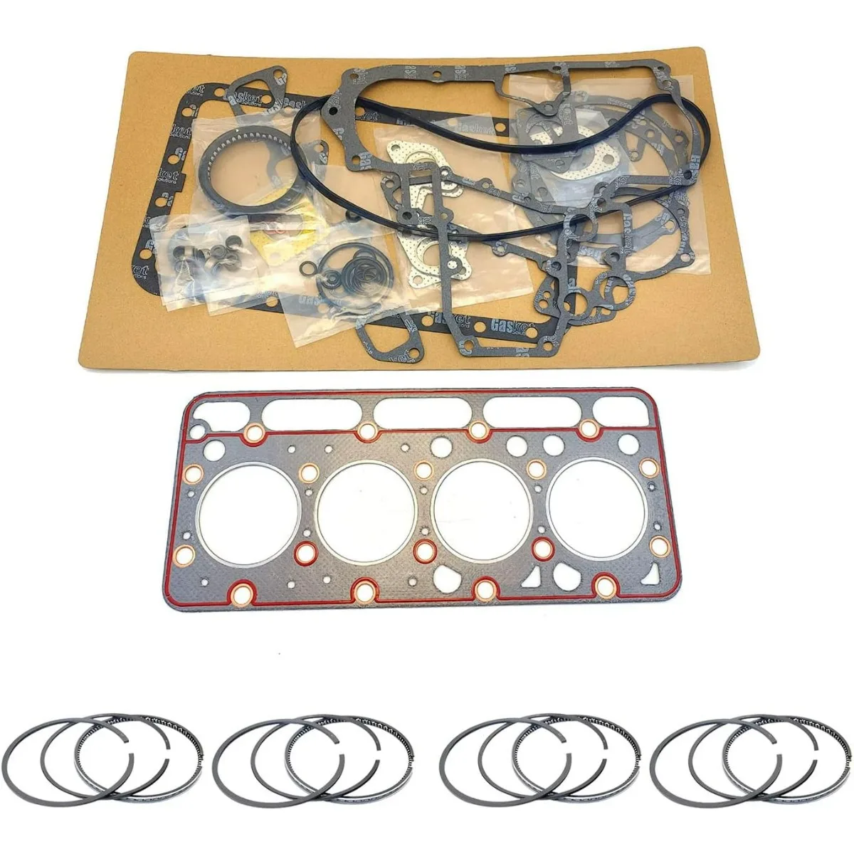 Kit Completo de Juntas V1500 + Anillos de Pistón para Kubota V1500, Kit de Reparación para Tractor Compacto L285, Juego de Anillos de Pistón STD V1500