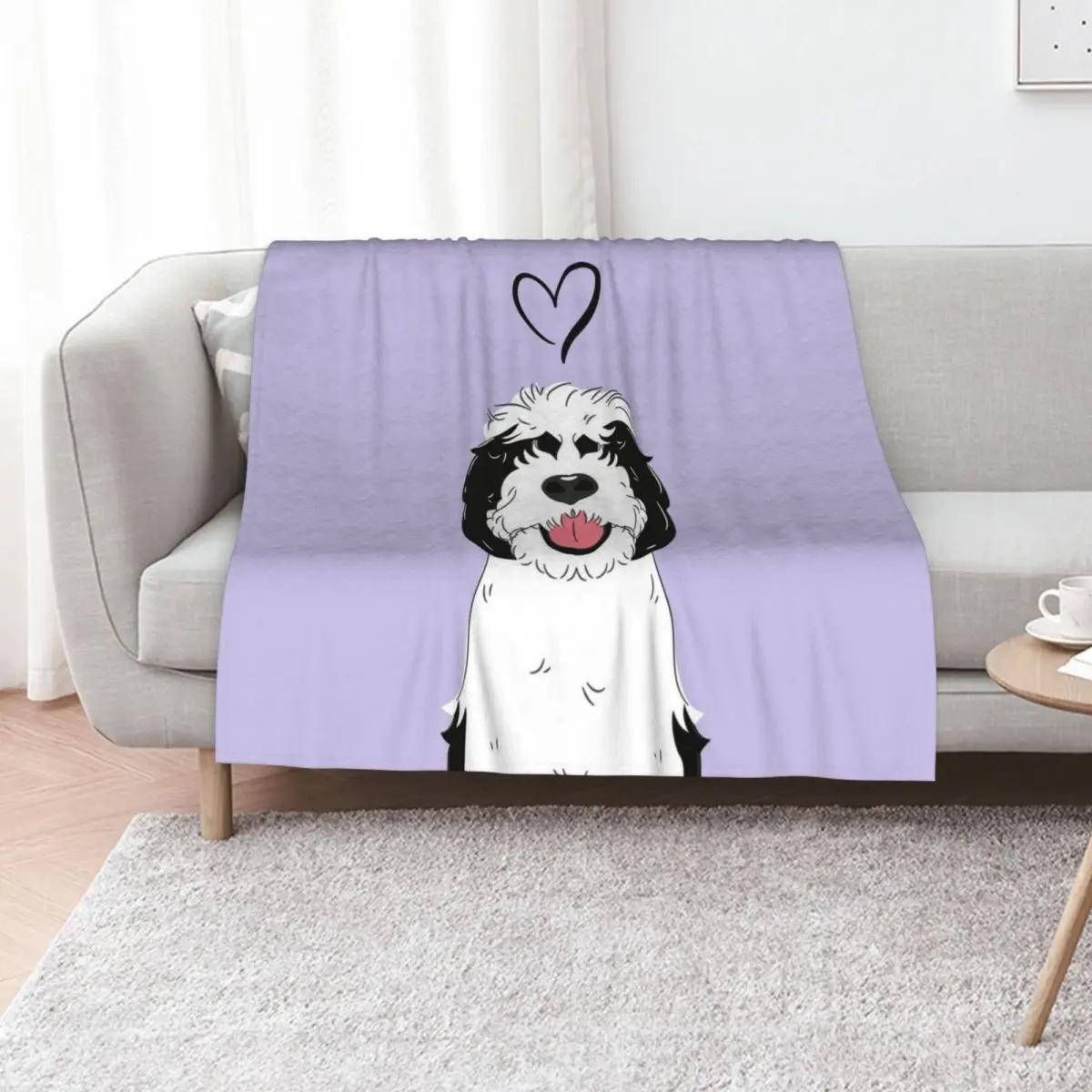 

LOVE Black and White Sheepadoodle 2 - Lilac Throw Blanket Kid'S Soft Big Weighted Vintage Blankets