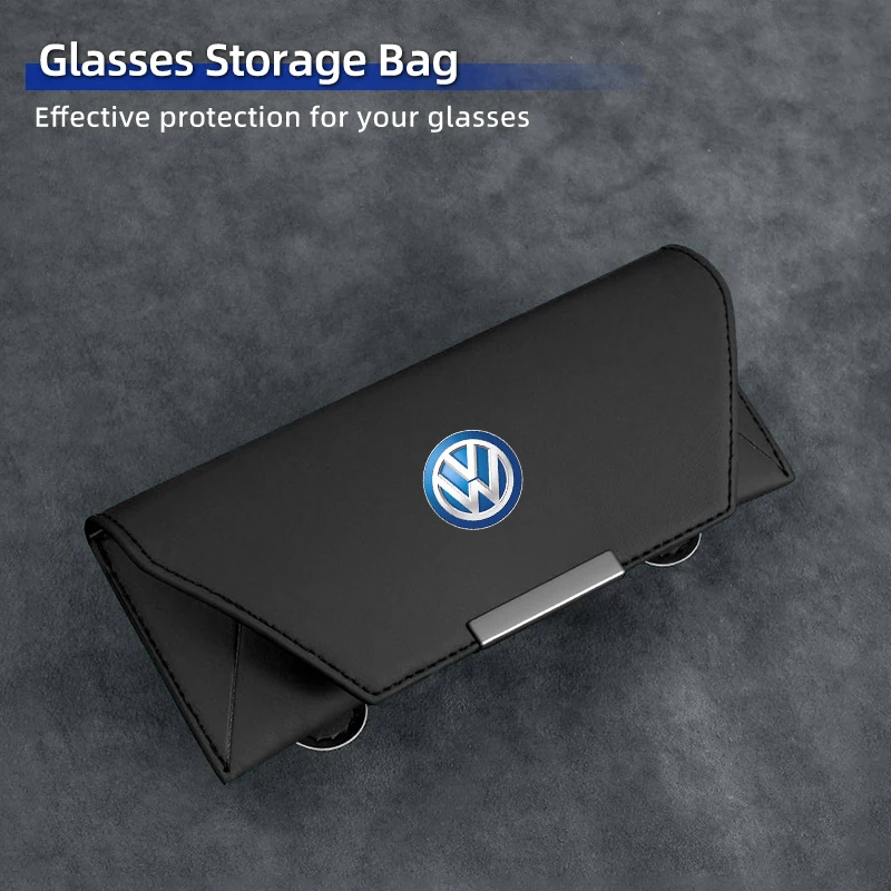 

Car Glasses Case Leather Sunglasses Storage Clip For VW Scirocco Jetta Beetle Golf Passat Polo Tiguan Sharan Touran