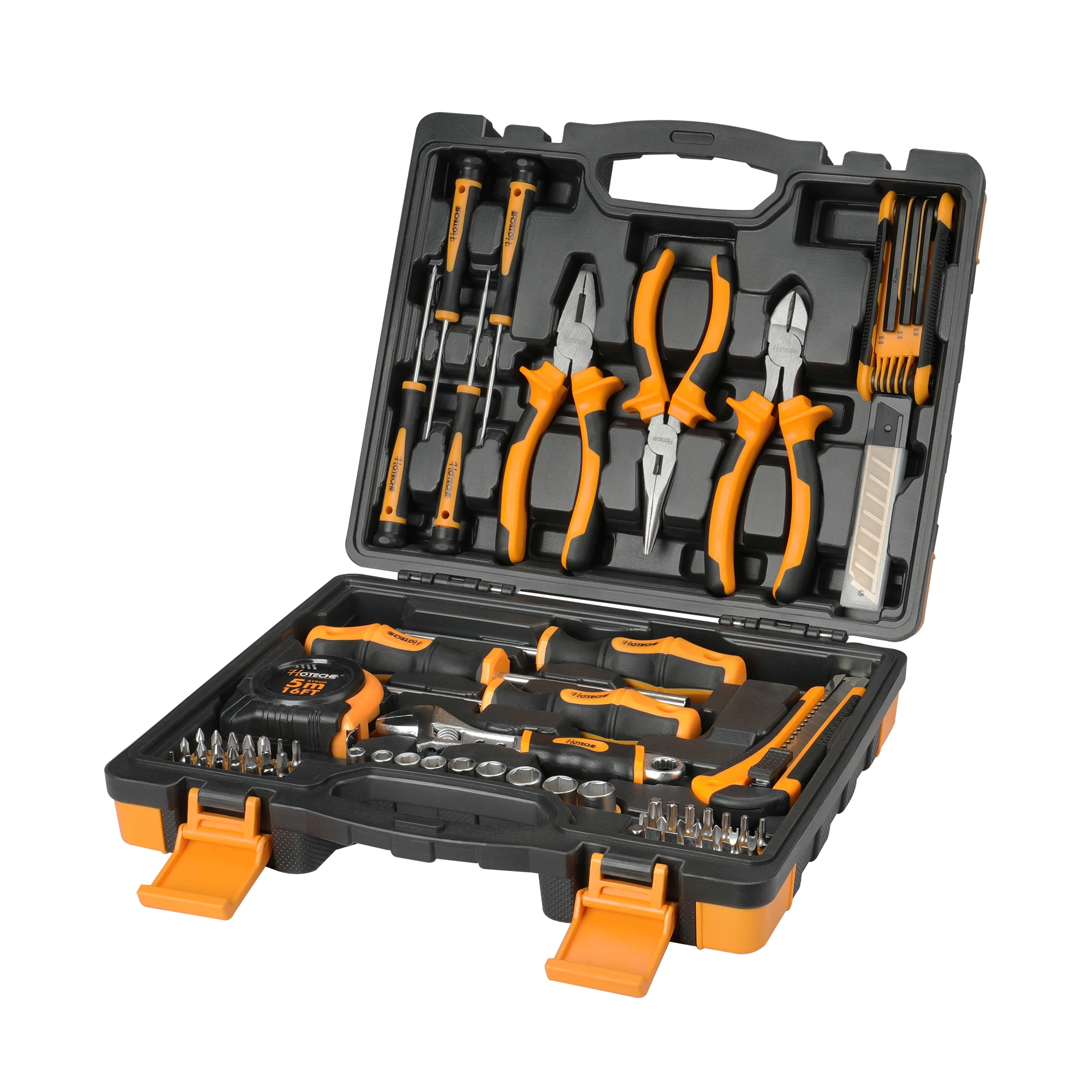 

Hoteche 82Pcs Socket Wrench Auto Repair Tool Combination Package Mixed 1/4"DR. Tool Set Hand Tool Kit with Plastic Storage Case