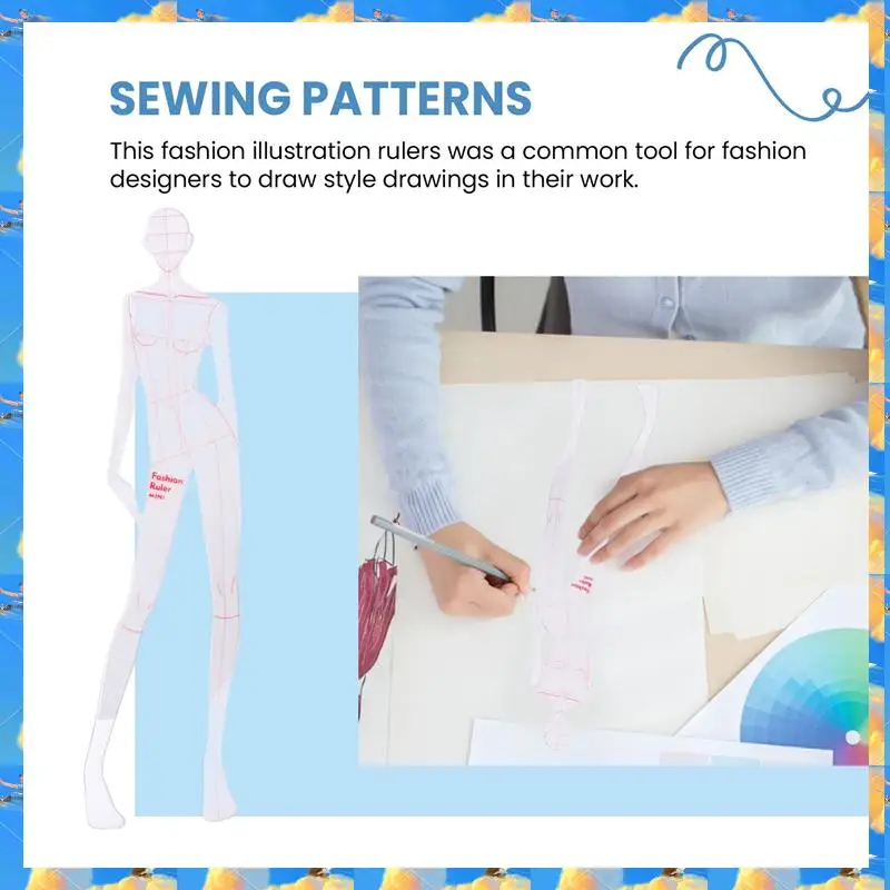 FTS ファッションイラスト定規スケッチテンプレート定規縫製ヒューマノイドパターンデザイン衣類測定
