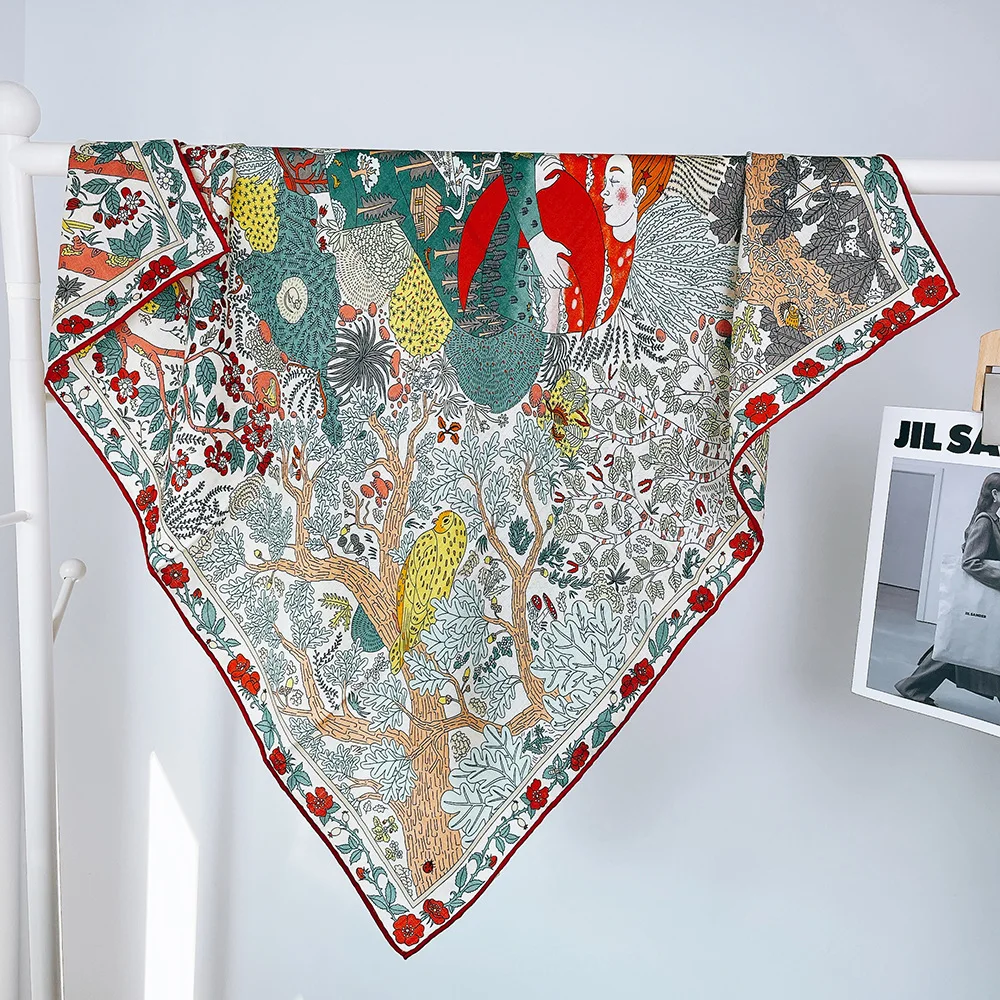 

Hand Rollerd Edges Scarf Women Mulberry Twill Scarf Luxury Designer Shawls Head Hair Neck Decoration Lover Christmas Gift