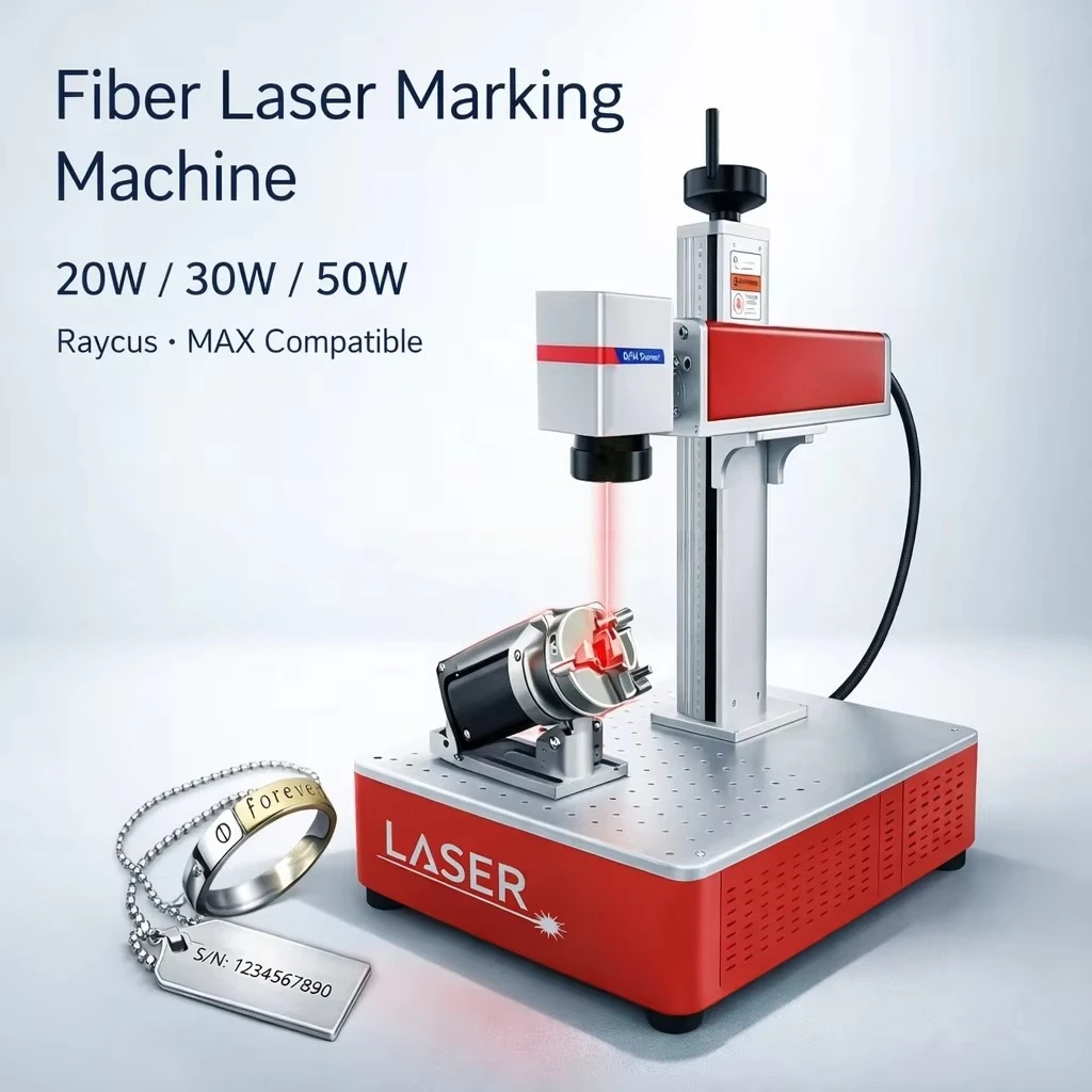 20W 30W 50W Desktop Fiber Laser Engraver With Galvo Scanner | Marking on Jewelry, Tags, Stainless Steel Supports Lightburn