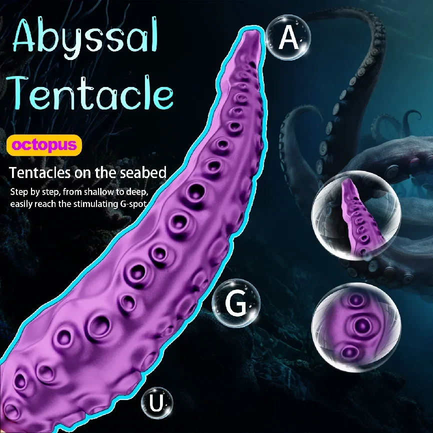 Octopus Tentacle Anal Vibrator, 360° Rotation, for Female G - Spot, Clit & Vagina Stimulation, Silicone Dildo Masturbation Sex T