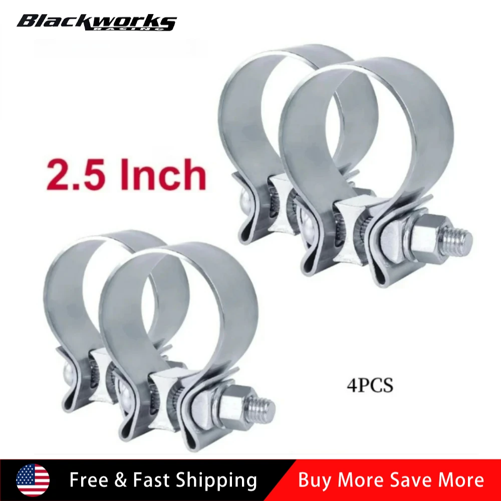 

Durable for Mufflers Catalytic Converters 4pcs 2.5 Inch T409 Stainless Steel Narrow Band Exhaust Clamps Seal Band Sliver