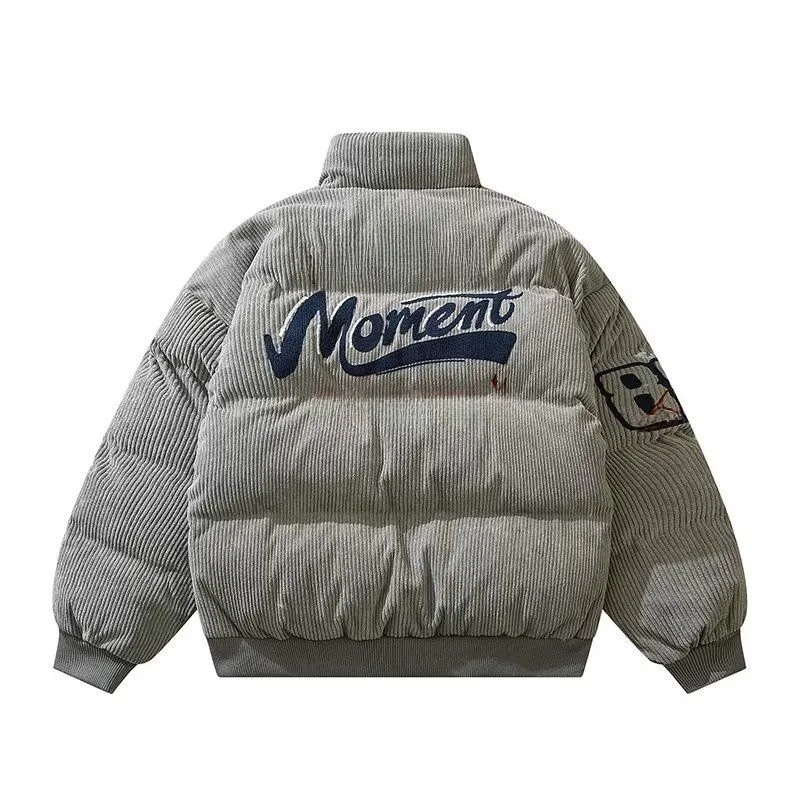 

Retro American Corduroy Embroidered Cotton Jaet Loose Warm Winter Outerwear for Men And Women Trendy Brand Couples