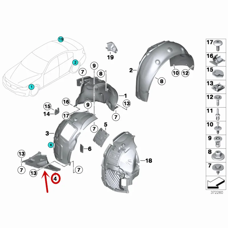 51717294931 51717294932 Front Splash Shield Inner Fender Liner for BMW 3' 335i 320d