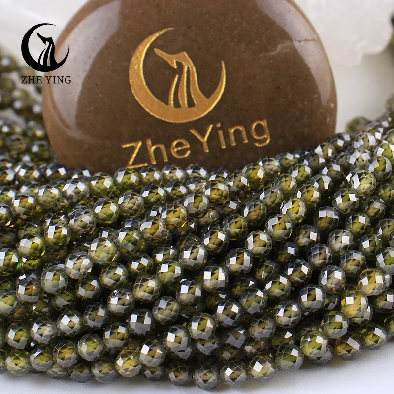 Zhe Ying 2mm 3mm AAA Faceted Blue Zircon Beads Round Tiny Loose Stone Beads For Jewelry Making Diy Bracelet Necklace Handmade