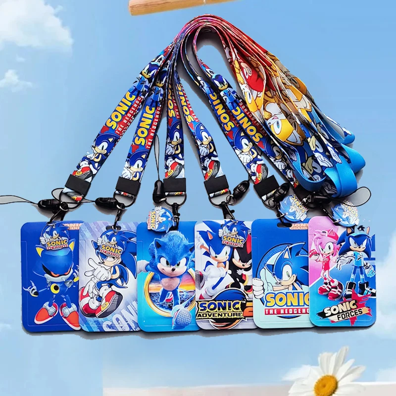 

Soniced Card Holders Cartoon Anime Student Cardholder with Mobile Phone Lanyard Boys Cool Fashion Bus Card Cover Bags Toy Gift