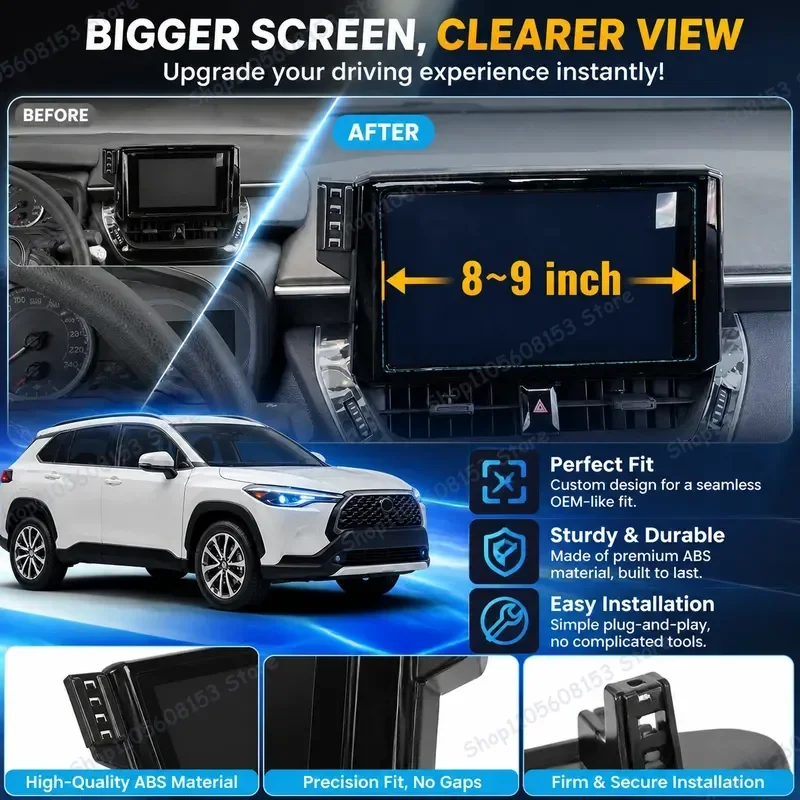 For Toyota Corolla Cross XG10 2022 2023 2024 For 8 inch 9 inch Car Phone Holder Clip Mount Adjustable Stable No Vibration