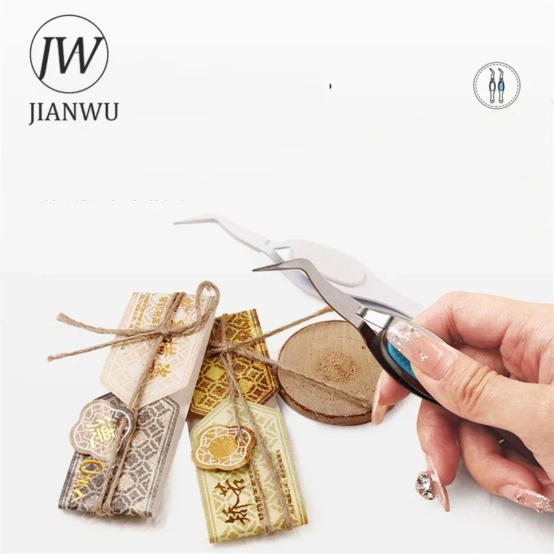 JIANWU-pinzas inversas con punta de codo, herramienta de mano, Clip, Material para diario, herramienta de Collage, diario creativo DIY, suministros para estudiantes, papelería