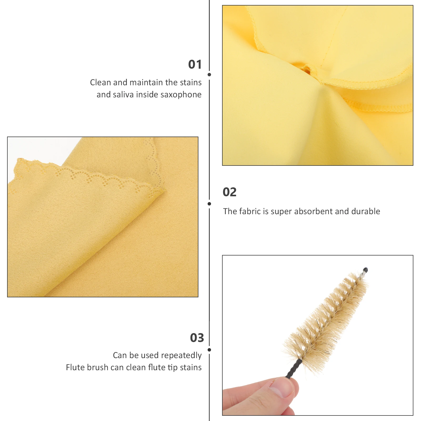 

Cleaning Brush Sax Kit Mouthpiece Cleaner for Instruments Clarinet Saxophone Care Swab Suitable Tools Cloth