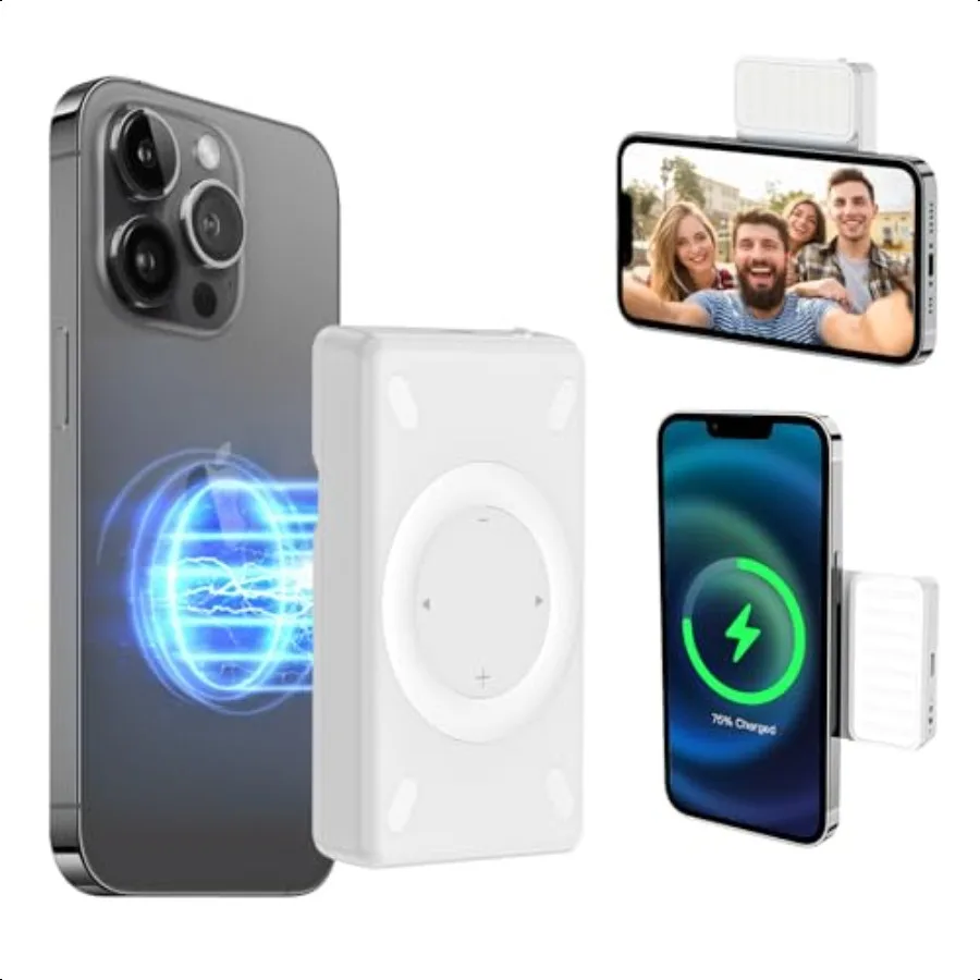 

Magnetic Selfie Light with 10W Magnetic Wirel Charging 92 LED Selfie Light with 12 Lighting Mode for iPhone 16 15 14 13 12 Seri