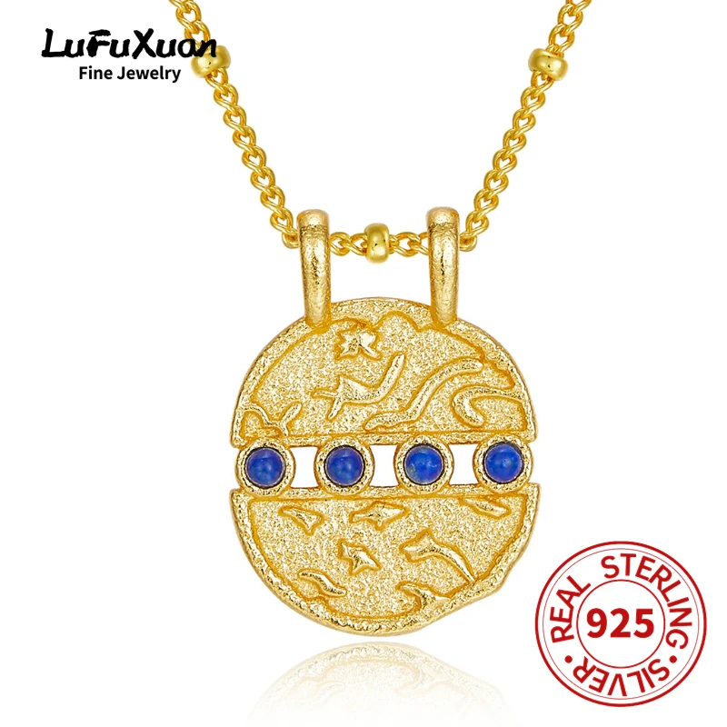 LuFuXuan Sterling Silver 925 Inlaid With Natural Lapis Lazuli Necklace, Light Luxury, Versatile And Fashionable Design