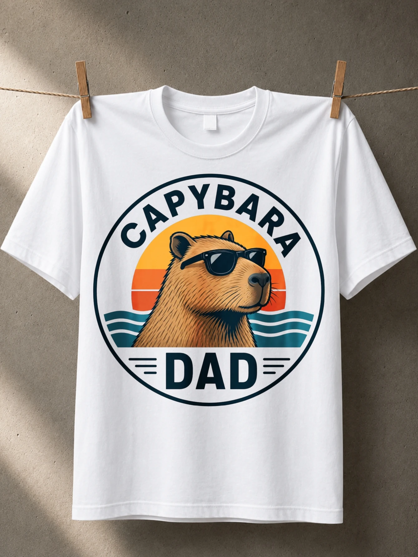 ybara Dad with round ybara orange sunset wave lines and clean modern dad style Unisex All  Unisex All T-Shirt