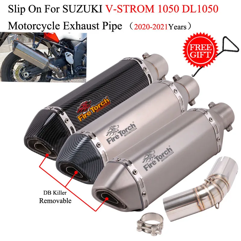 

Slip On For SUZUKI V-STROM 1050 DL1050 2020 2021 Motorcycle Exhaust Escape Modified Middle Link Pipe Connection 51mm Muffler