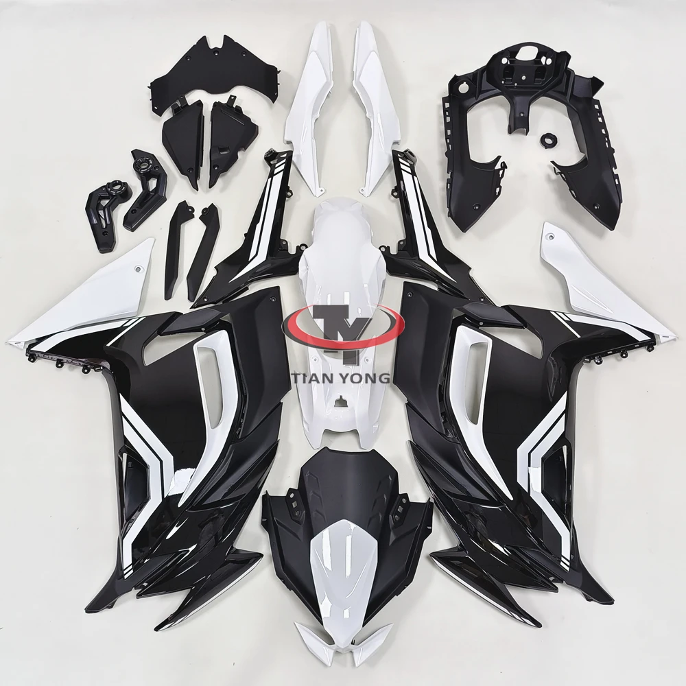 Motorcycle For Ninja650R Ninja650 2021-2023 Full Fairing Kit Injection Bodywork Cowling Bright black white floral pattern