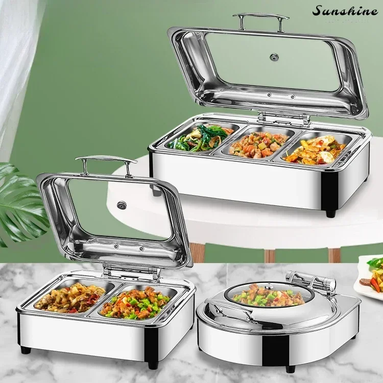 Luxury Buffet Stove. Thickened Stainless Steel Holding Stove. Electric Heating. For Hotel and Canteen. Breakfast Soup Pot.