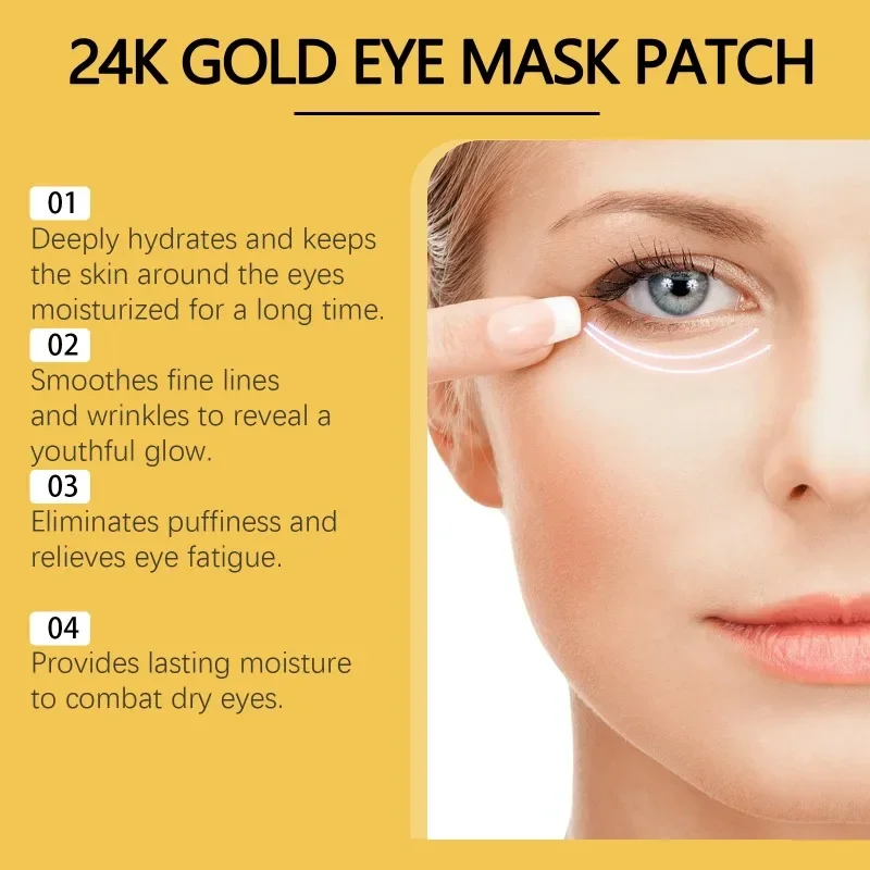 24K Gold Collagen Eye Mask Diluting Dark Circles Eye Bags Fine Lines Nourishing Anti-Wrinkle Patches Eye Mask Care Products