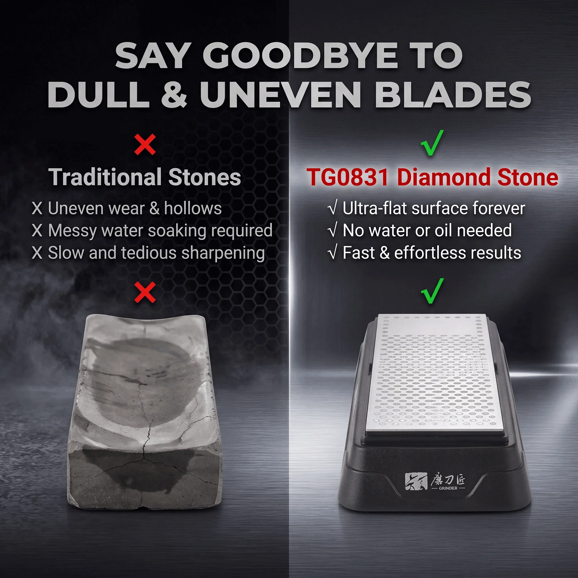 Taidea Double Side Diamond Sharpener Stone 360 600 Grit ABS PC Body Stainless Steel Rubber Kitchen Tool Must Have