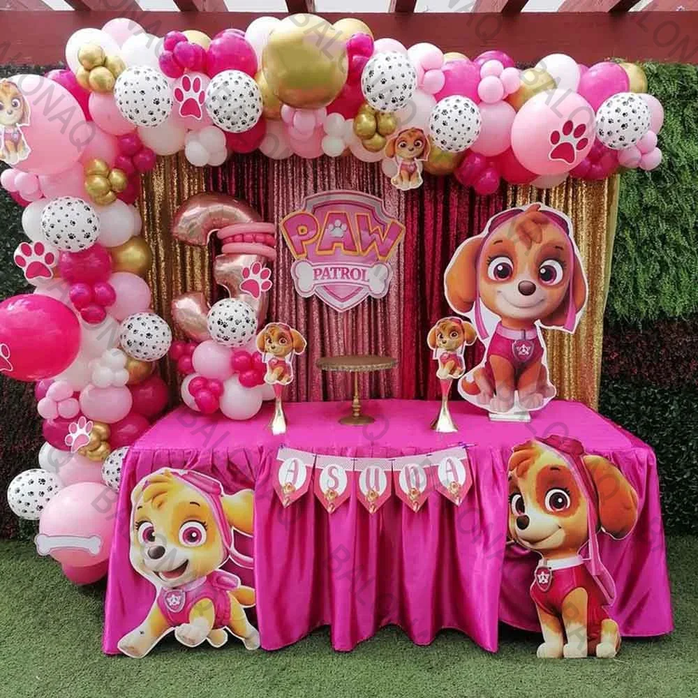 114 peças de Balões de Folha PAW Patrol, Balões de Número Rosa Digital, Decoração de Festa de Aniversário PAW Patrol, Presente para Chá de Bebê, Chase e Skye