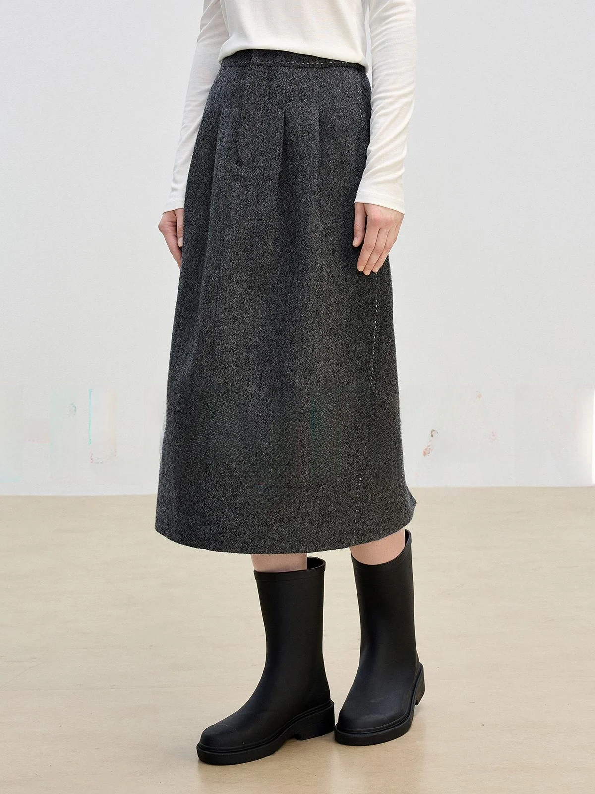 

Hua Ji Yan London Accent 00 Wool Comfortable Tailored Precision Skirt Autumn Winter Sle A-Line Skirt Commute Friendly