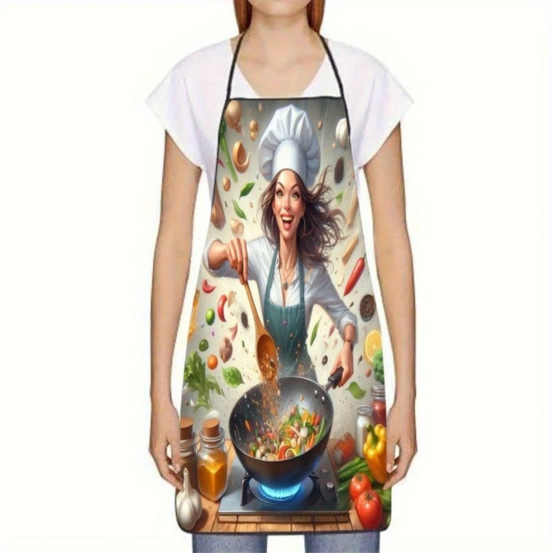 Vegetable Cooking Print Apron, Durable & Easy To Clean, Home Chef Apron