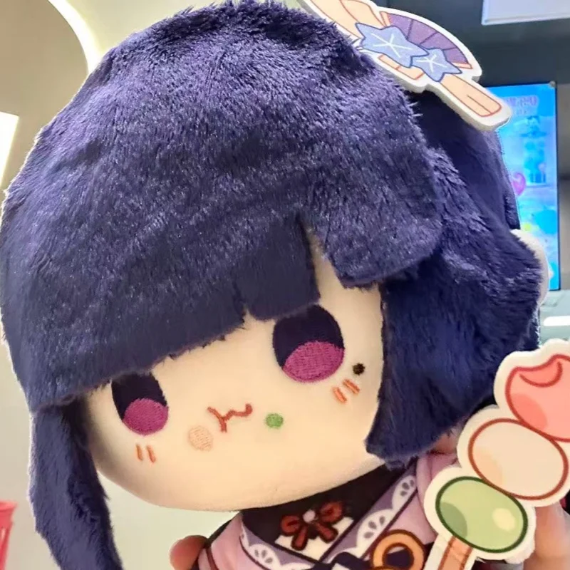 Fan Made Merch Genshin Impact Beelzebul Raiden Ei 25cm Tricolor Dango Printed Body Standing Cotton Doll Plush Toy Collect Gift