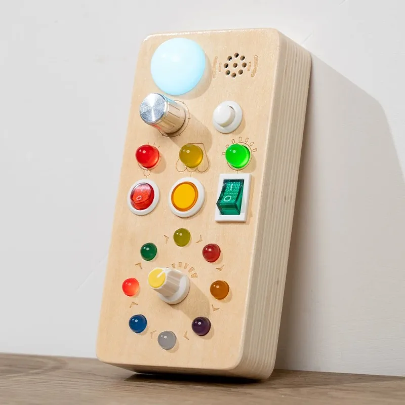 Wooden Busy Activity Panel Early Education Sensory Board With Light Switch Socket Hands‑On Learning Operation Training Panel