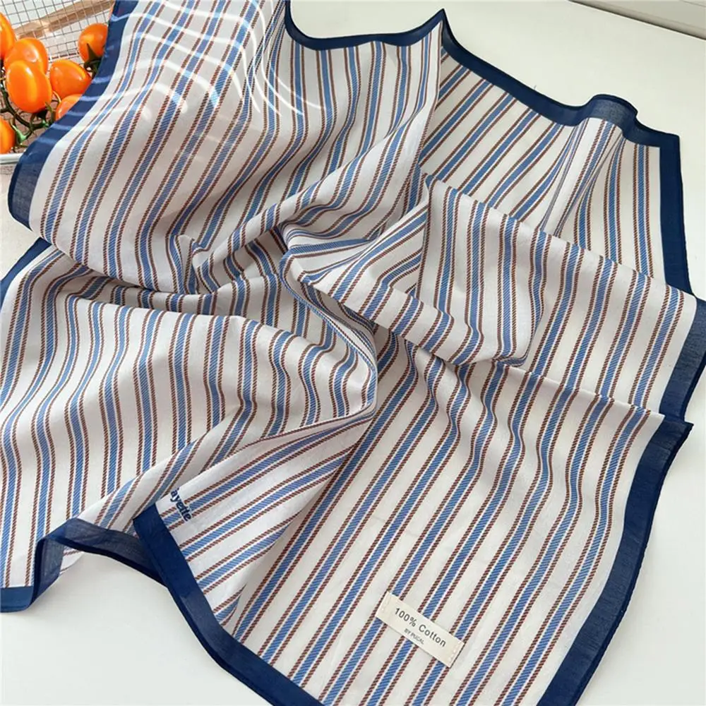 

Cotton Linen Bandanas Headscarf 55cm Striped Square Scarf Decorative Hair Accessories Vintage Elegant Paisley Ribbon Hairband