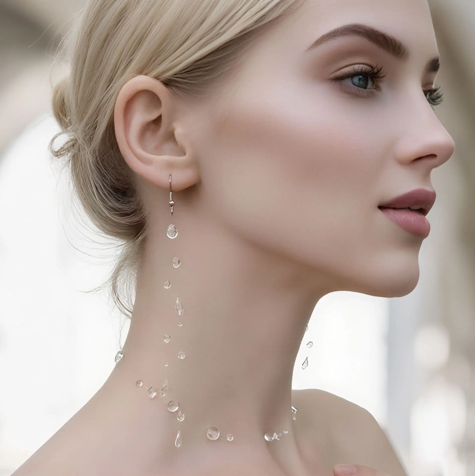 

Dewdrop Pendant Necklace for Women Water Drop Dangle EarringsTransparent Raindrop Bracelets Fashion Jewelry Elegant Accessories