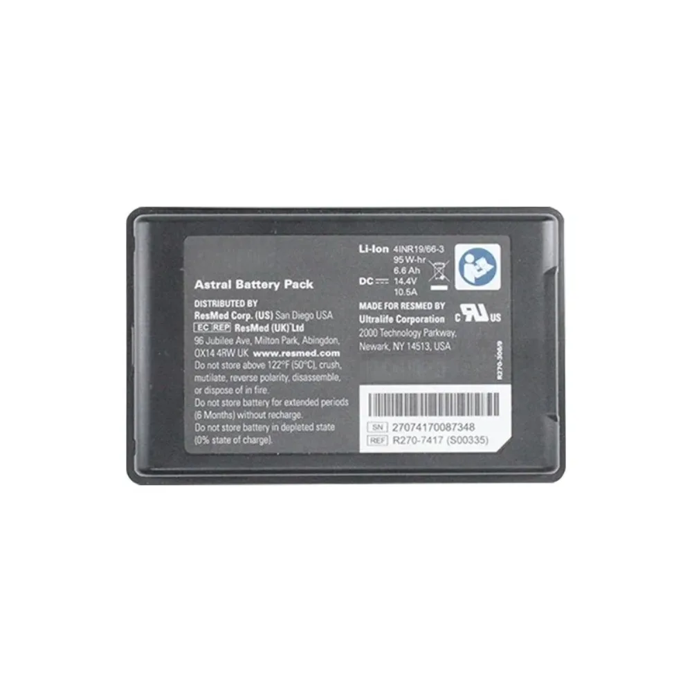 14.4V6600mAh R270-7417 Battery For ResMed Astral 100 150 Ventilator Ultralife R270-7652S00335 Large Capacity Replacement Battery