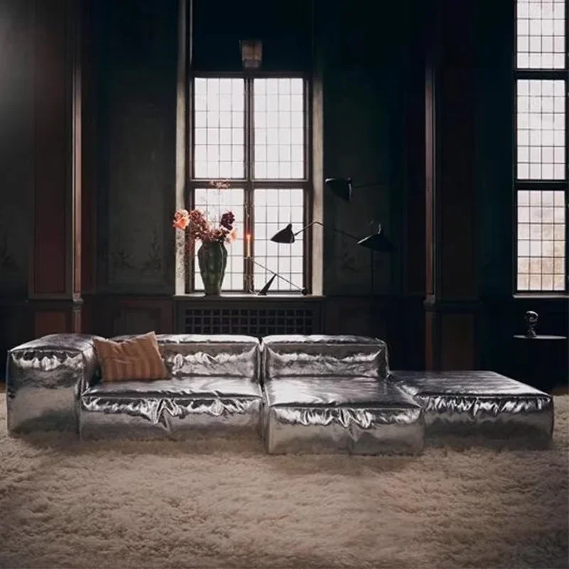 Simple design silver sofa combination module soft bag sofa