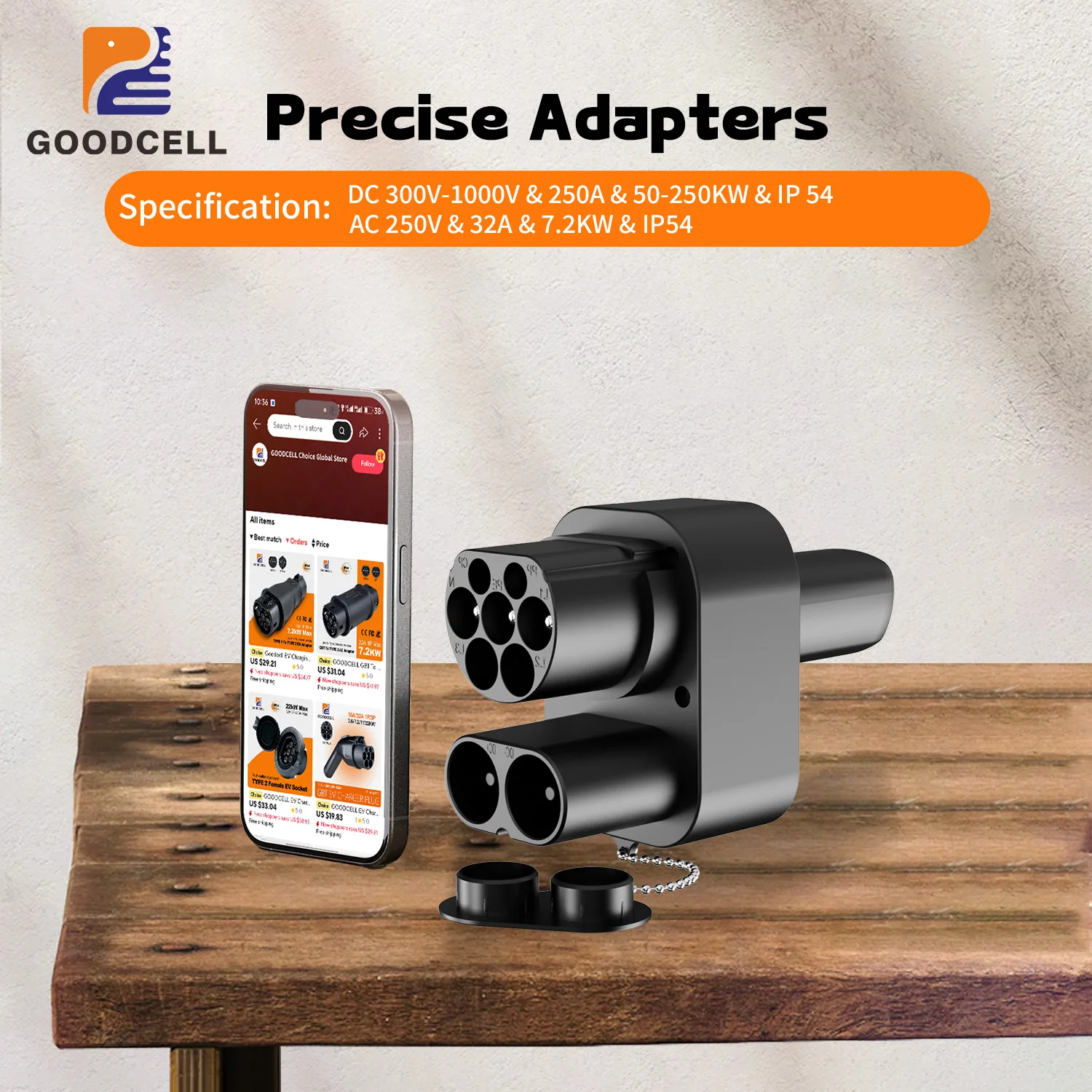 

GOODCELL CCS2 To Tesla With AC DC For Electric Vehicle Car EV Charger Connector Compatible For Tesla Model Y/S/3 Fast Charging