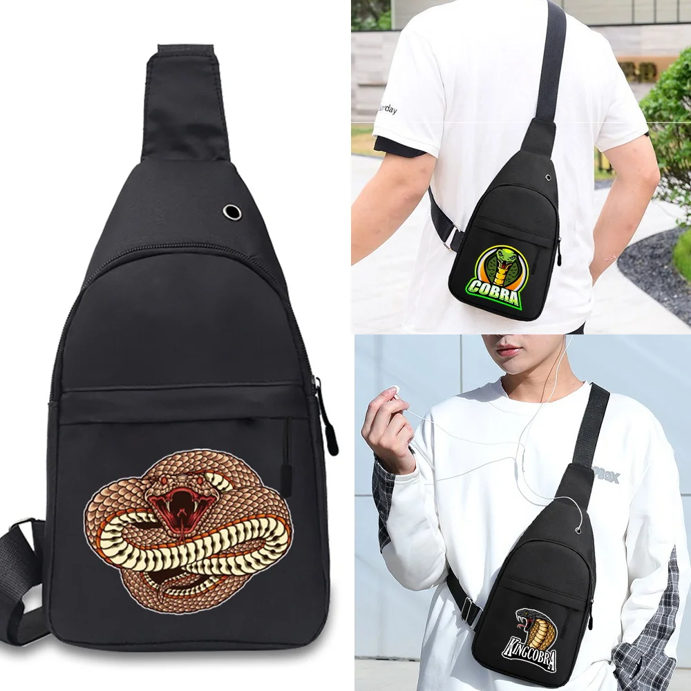 

Fashion Shoulder Chest Bag Waist Pack Messenger Pack for Male Print Cobra Pattern Multifunction Crossbody Travel Sling Bag