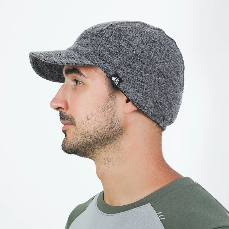 AONIJIE M33 Unisex Warm Wool Knitted Hat Short Brim Baseball Cap Soft Equestrian Cap Protect Ear Fall Winter for Running Hiking