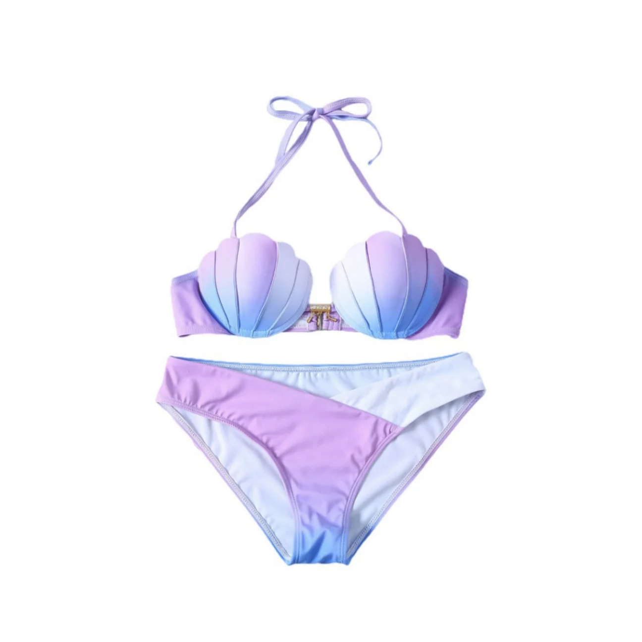 Bikini de sirena para mujer, traje de baño de poliéster con gradiente, traje de baño ajustado con espalda descubierta, traje de baño de verano de