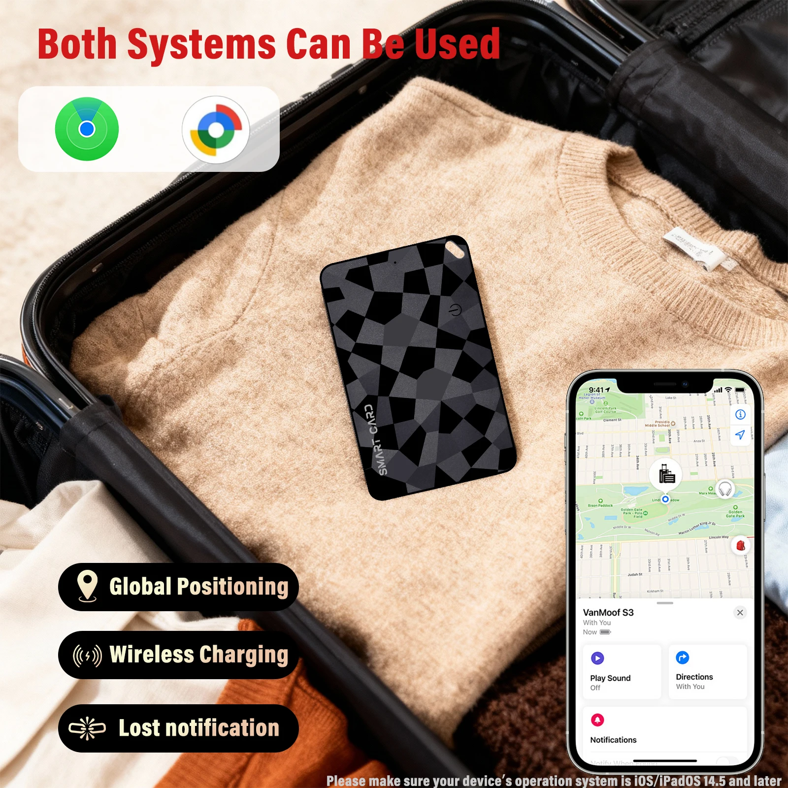 رقيقة المحفظة بطاقة المقتفي شحن لاسلكي GPS العلامة الذكية علامة الهواء العمل لابل العثور على تطبيقي العثور على مفاتيح المحور حقيبة حقيبة محدد #4