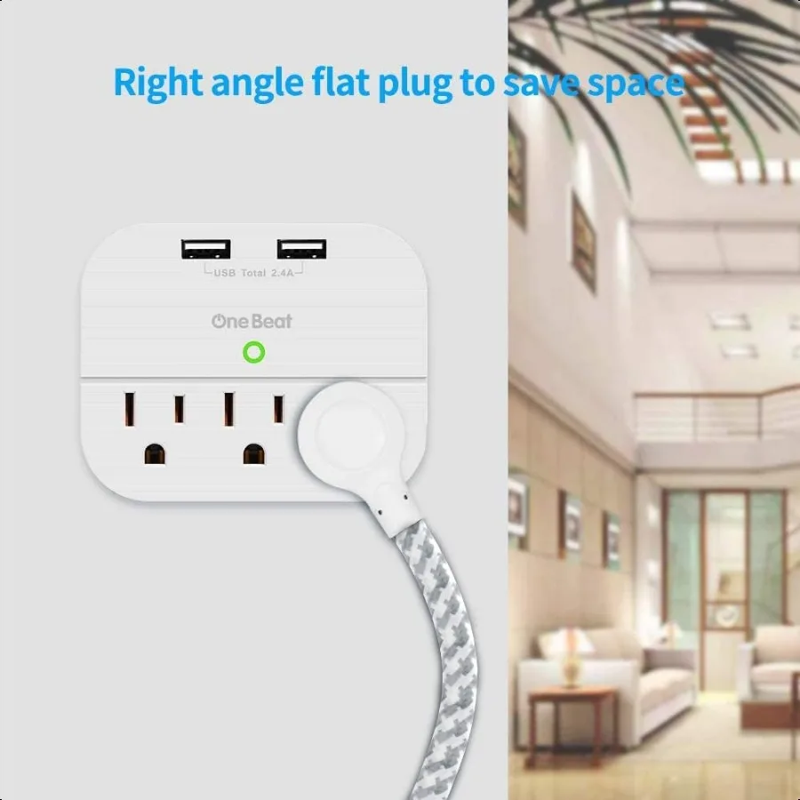 قطاع طاقة لسطح المكتب مزود بـ 3 منافذ و4 منافذ USB بقابس مسطح 4.5 أمبير وسلك تمديد مضفر بطول 5 أقدام لسفينة كروز Tra