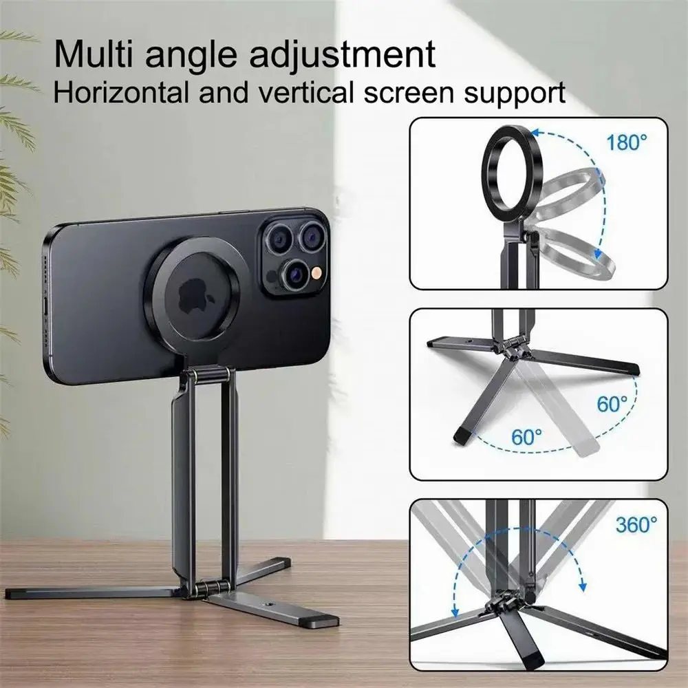 

Двусторонний магнитный настольный кронштейн для телефона, штатив для телефона с карабином для Iphone 16, 15, 14, 13 Pro Max для прямых трансляций