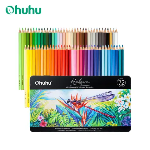 Ohuhu Colored Pencils 72 Oil-based Drawing Pencils for Coloring Portrait Sketching Landscape Durable Soft Core Halawa Series